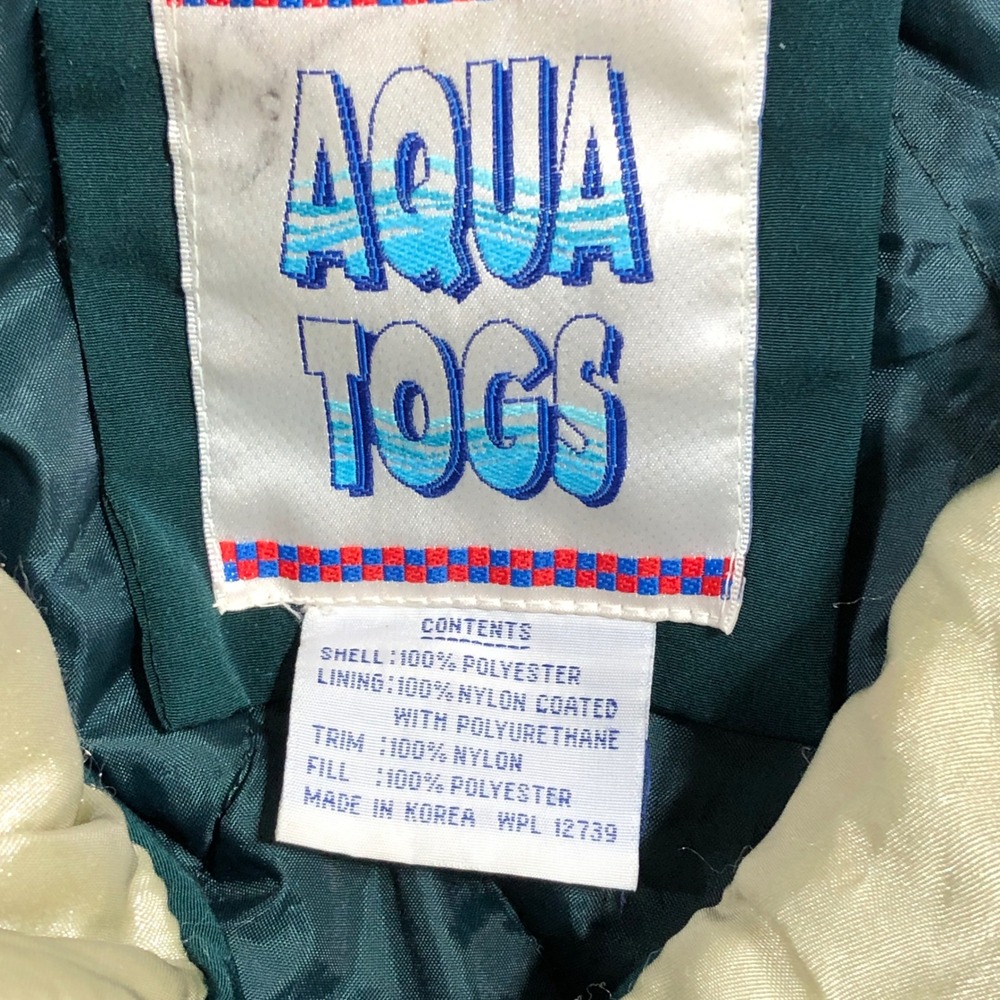 Vintage Aqua Togs Forest Green Quilted Lined‎ Zip Up Jacket Medium Korea